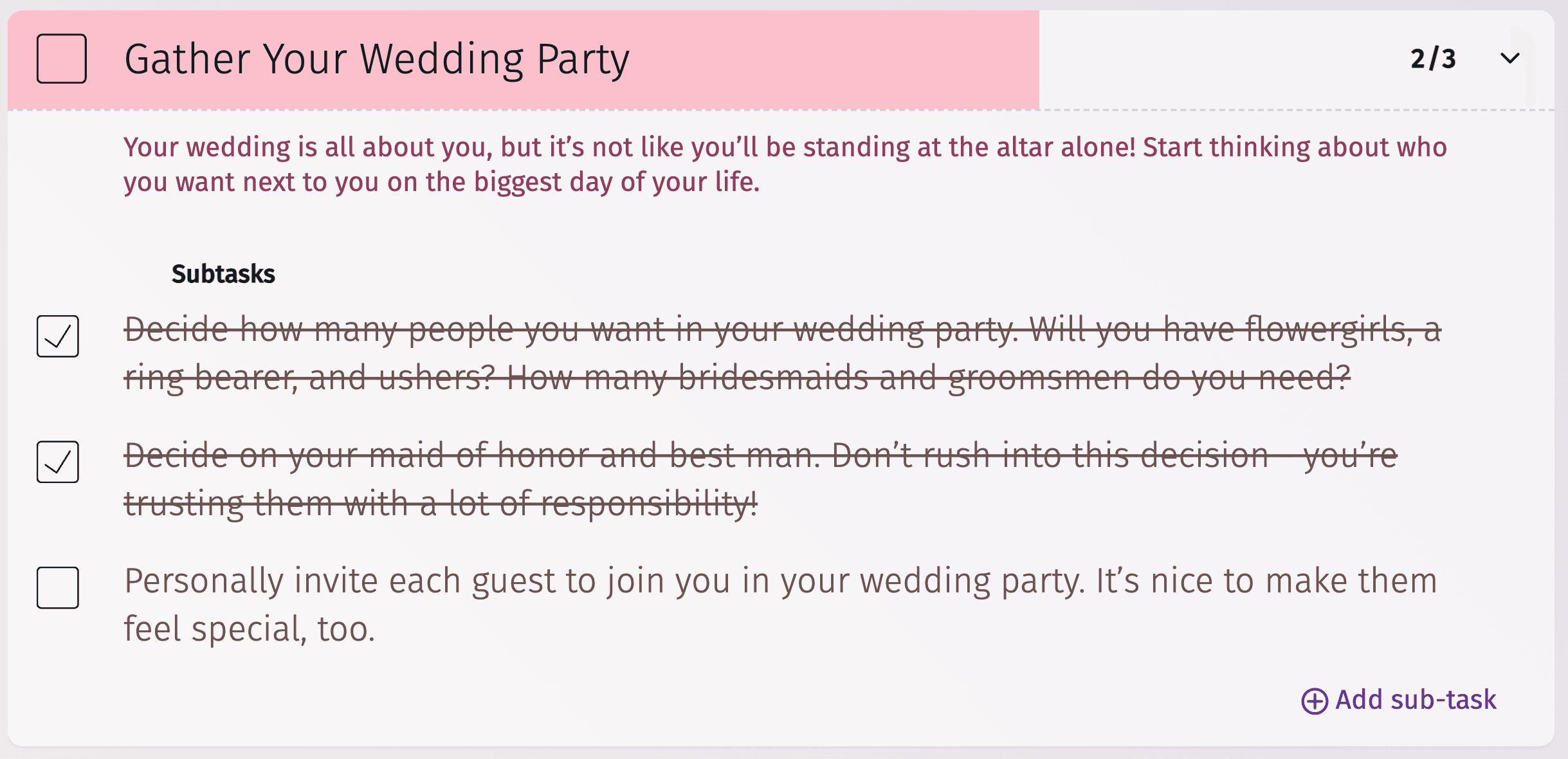 Контрольный список участников свадьбы